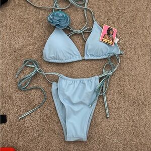 Light Blue Strawberry Milk Mob Bikini Set